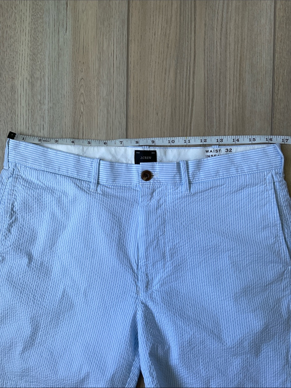 J. Crew 7” Stretch Seersucker Shorts Size 32 (Actually 33) Preppy Coastal Casual - Picture 9 of 9